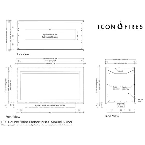 Icon Slimline Doorkijk Firebox FBDS1100