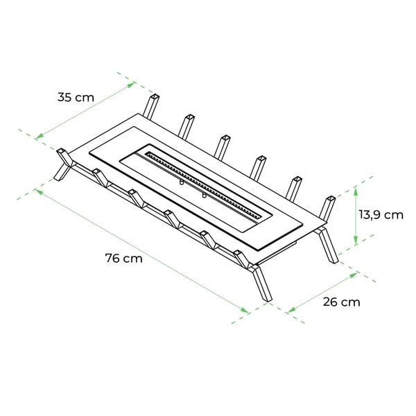 Grate XL - Inzetbrander met keramisch hout (80 cm)