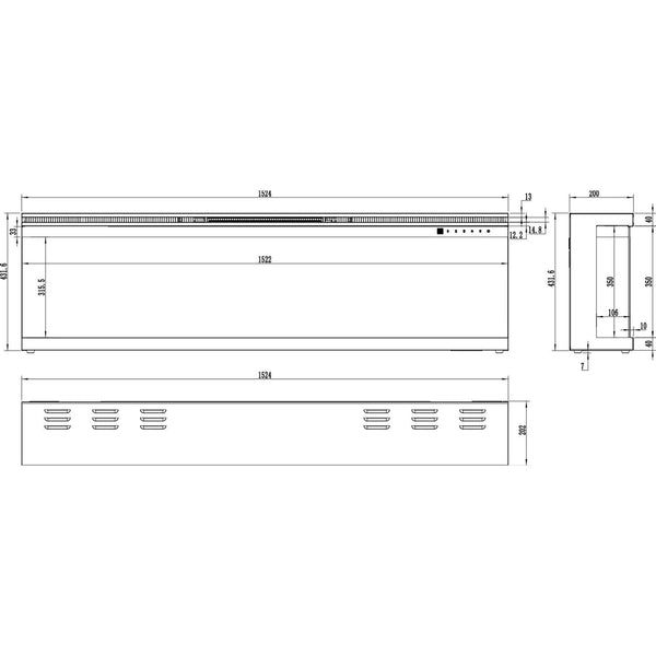 Aflamo Unique 153 cm Elektrische Haard