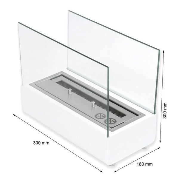Bio-ethanol tafelhaard met glas - Wit