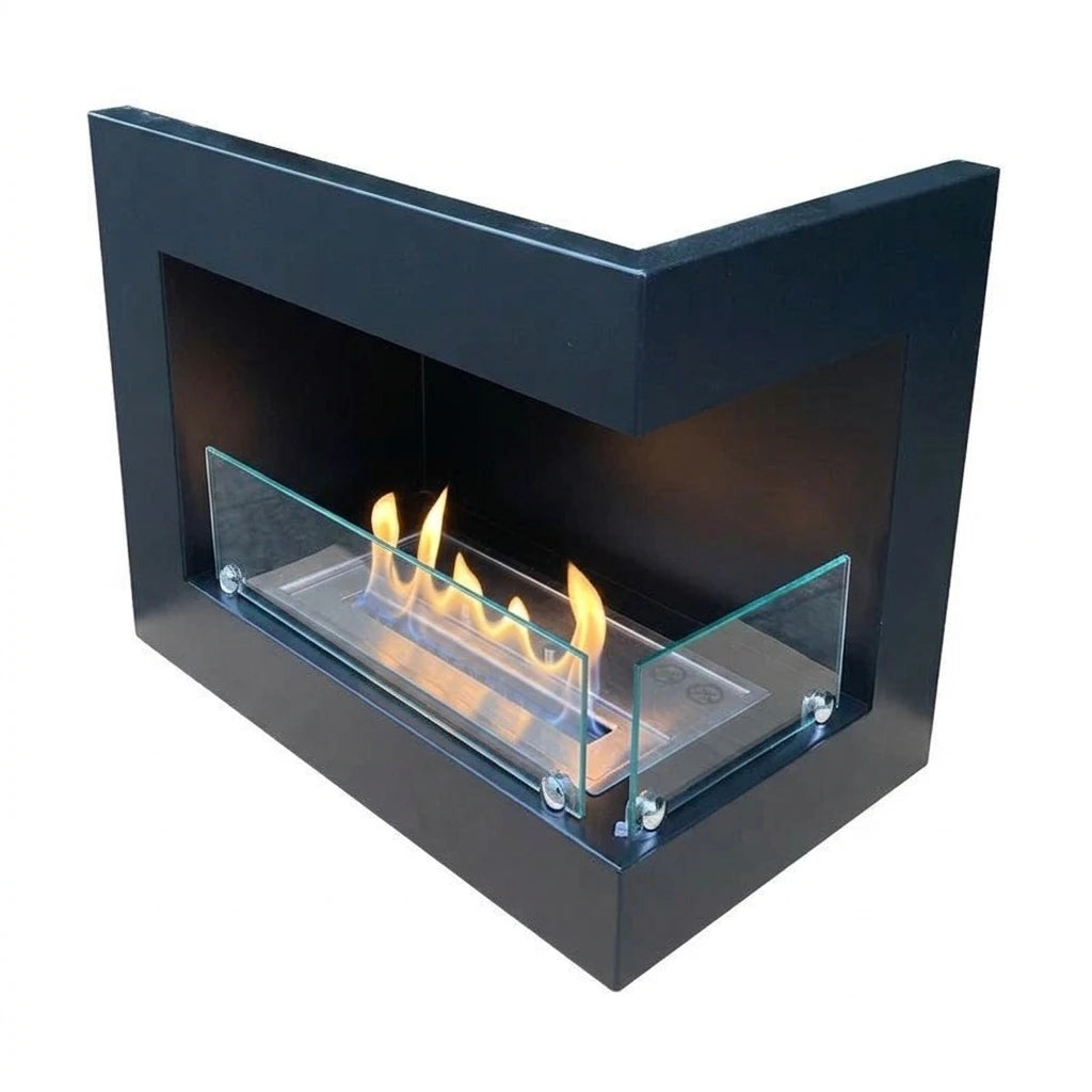 Right-sided 50 cm black ethanol fireplace 1.5 L