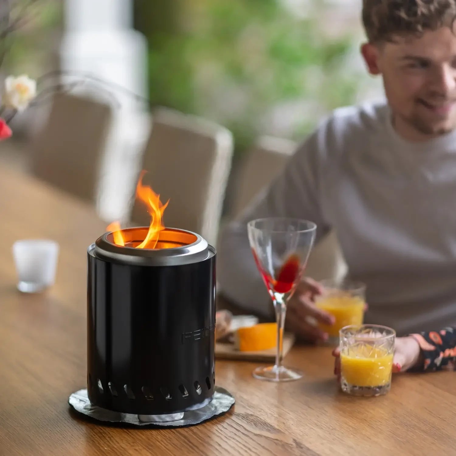 Brasero de table Volcano Medium – acier inoxydable noir