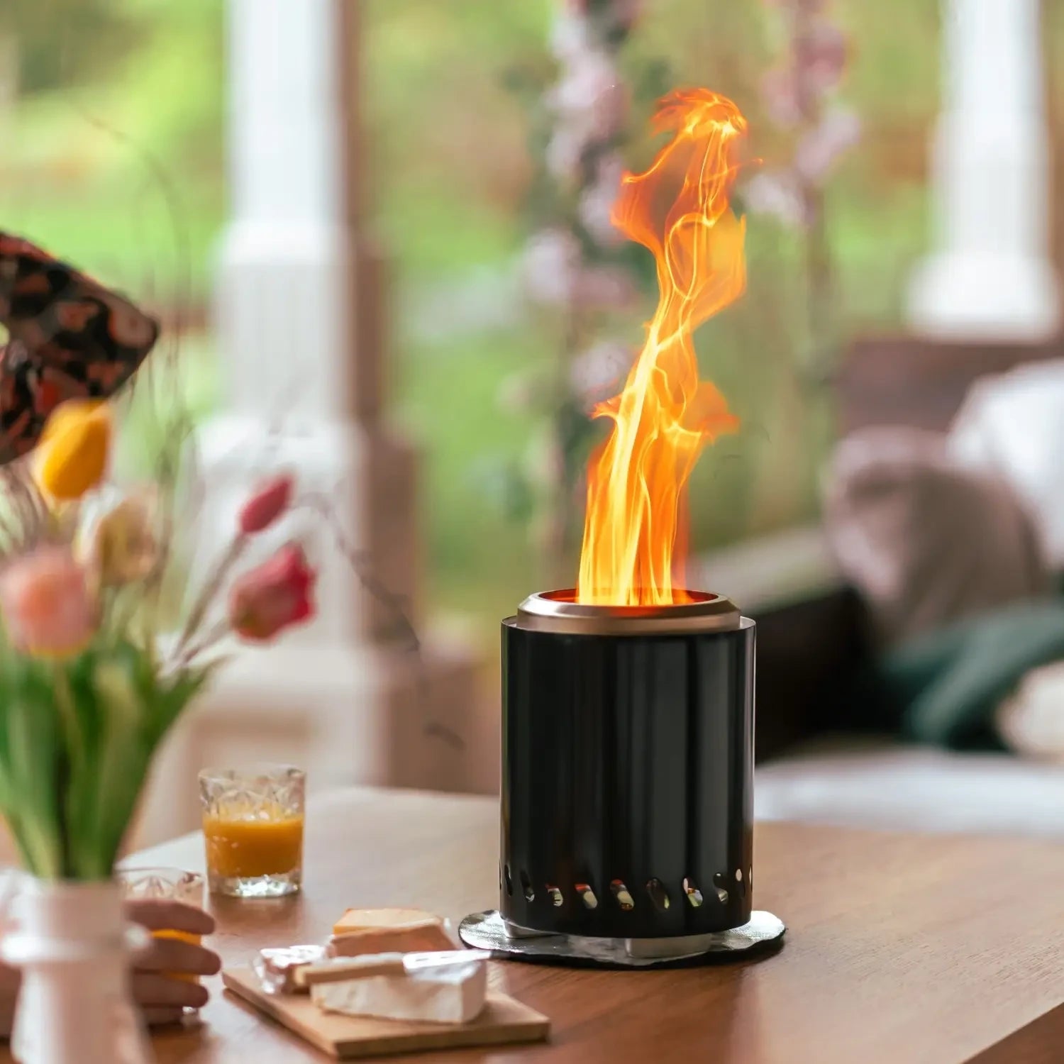 Brasero de table Volcano Medium – acier inoxydable noir