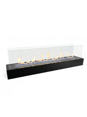 Bioethanol burner insert, 105 cm, lit with a realistic flame, studio hero view