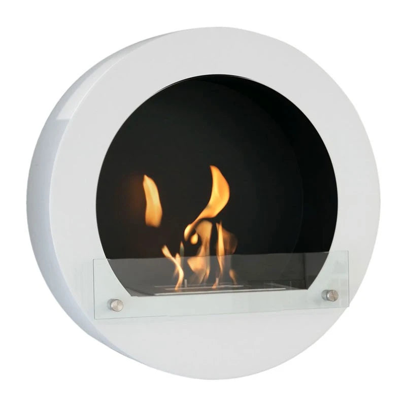 Ronde bio-ethanol haard voor wandmontage - Wit