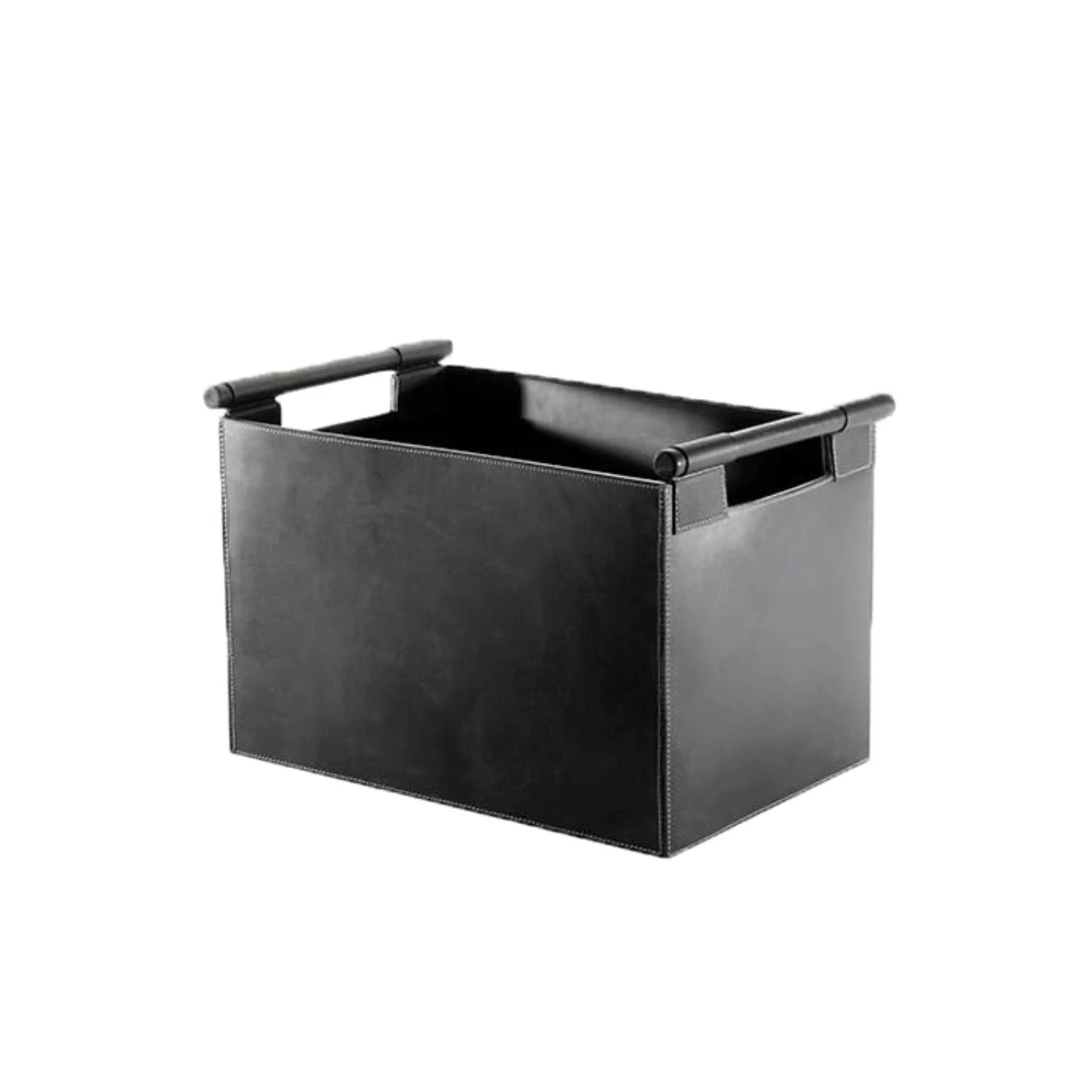 Panier à bûches carré en cuir