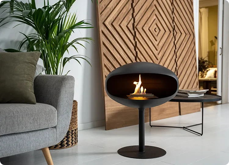 Cocoon Pedestal matzwarte vrijstaande bio-ethanol haard