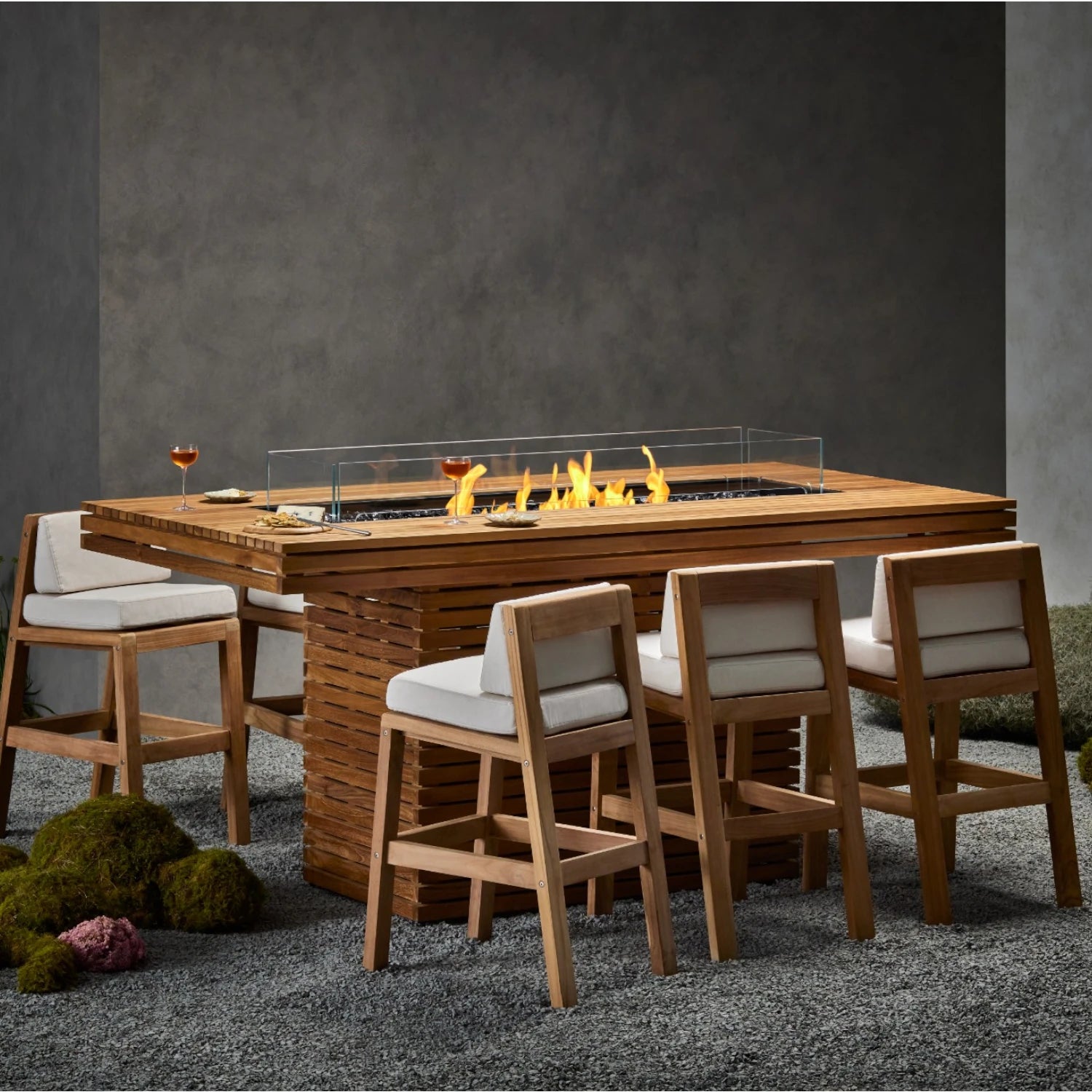 Gin 90 Bar - Teak Bioethanol Fire Pit