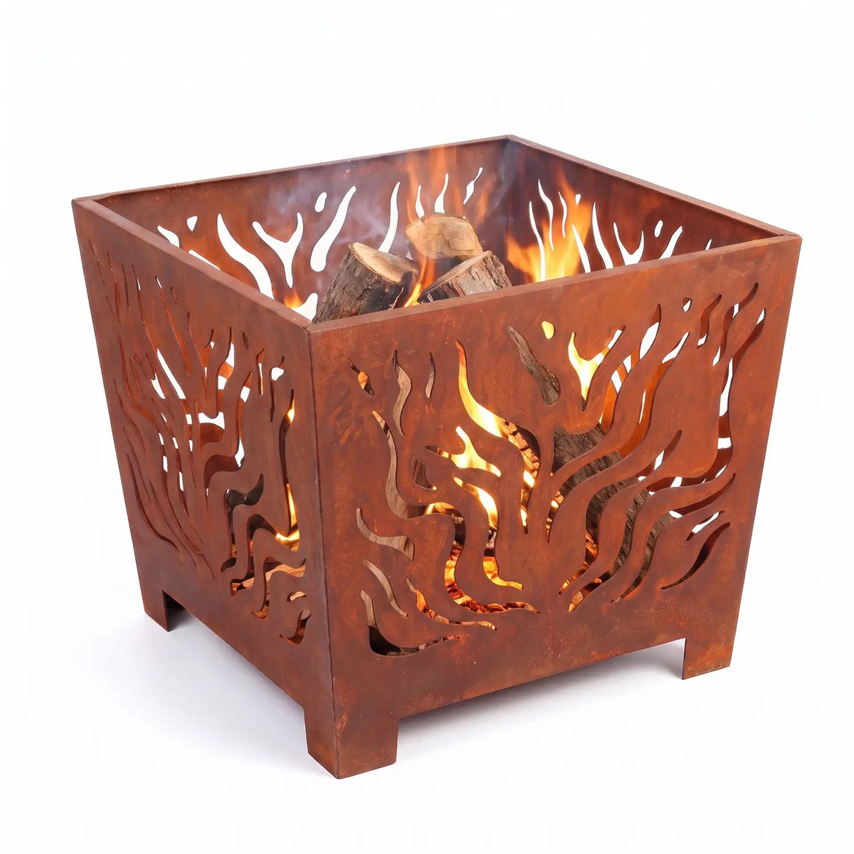 Panier à feu carré rouille S