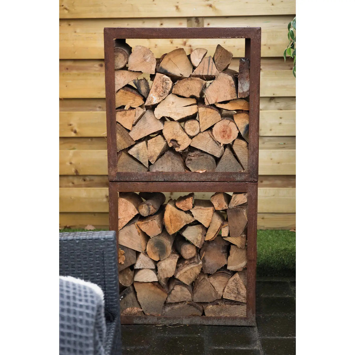 Wood Storage Box in Corten Steel - 50 cm
