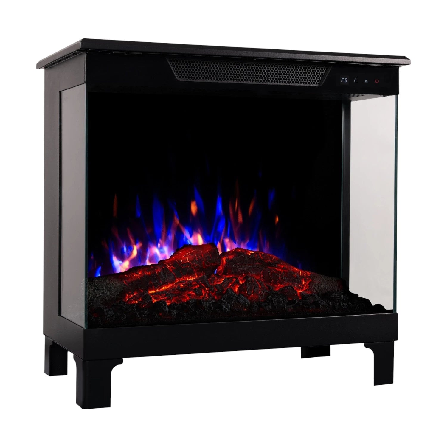 Tower 76 – Freestanding Electric Fireplace with 3-Sided Flame View