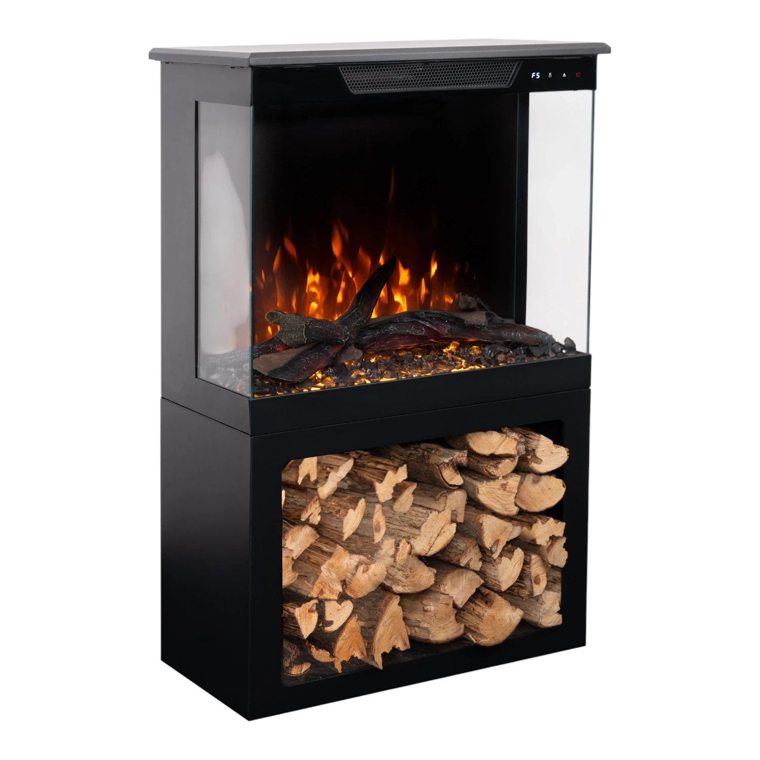 Tower 71 Electric Fireplace with Log Storage
