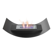 Curved bio fireplace for table