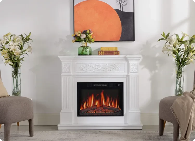 ensemble de cheminée électrique Artiflame en blanc