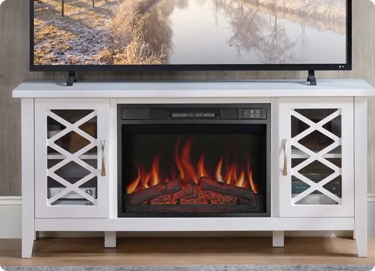 cheminée Artiflame avec manteau Odessa en blanc