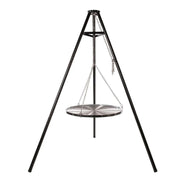 BBQ tripod, designed for grilling over an open flame with stability and versatility
