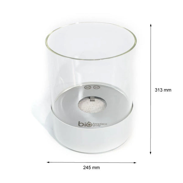 Southwark White - Ronde bio-ethanol tafelhaard met glas