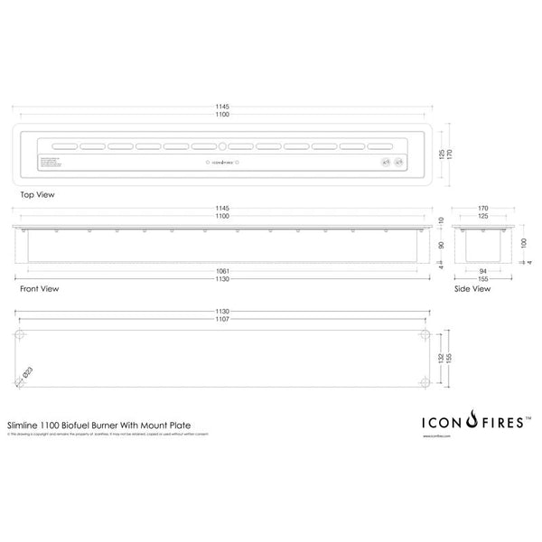 Brûleur Icon Fires Slimline 1100 - 110 cm