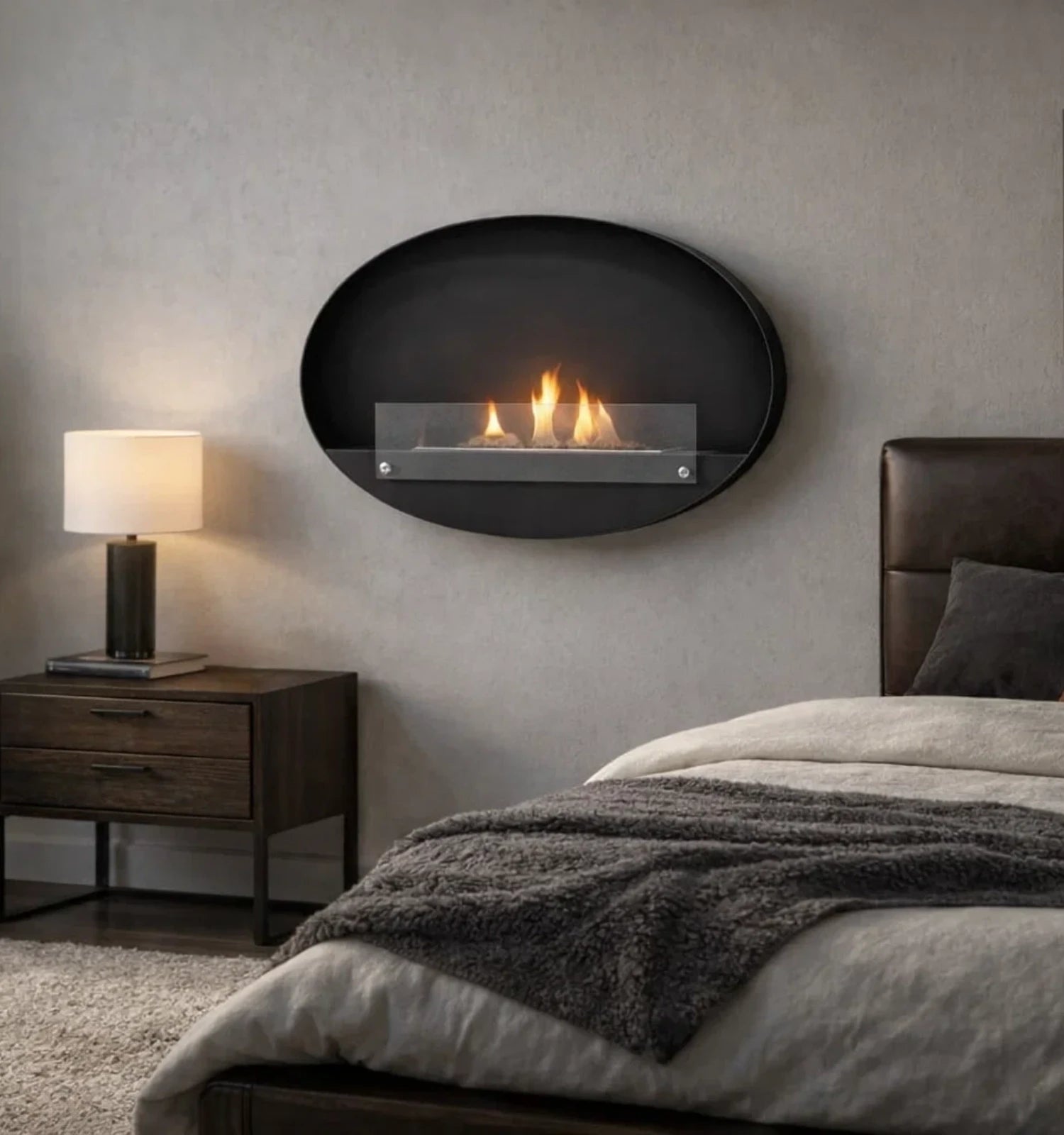 Maryland - zwarte ovale bio-ethanol wandhaard