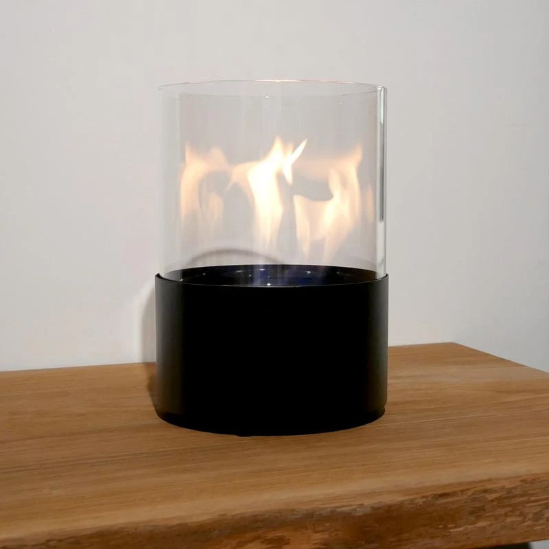 Ronde bio-ethanol tafelhaard - Zwart