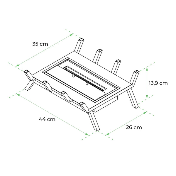 Grate M - Inzetbrander met keramisch hout (40 cm)