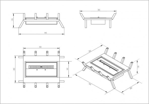 Grate M - Inzetbrander met keramisch hout (40 cm)