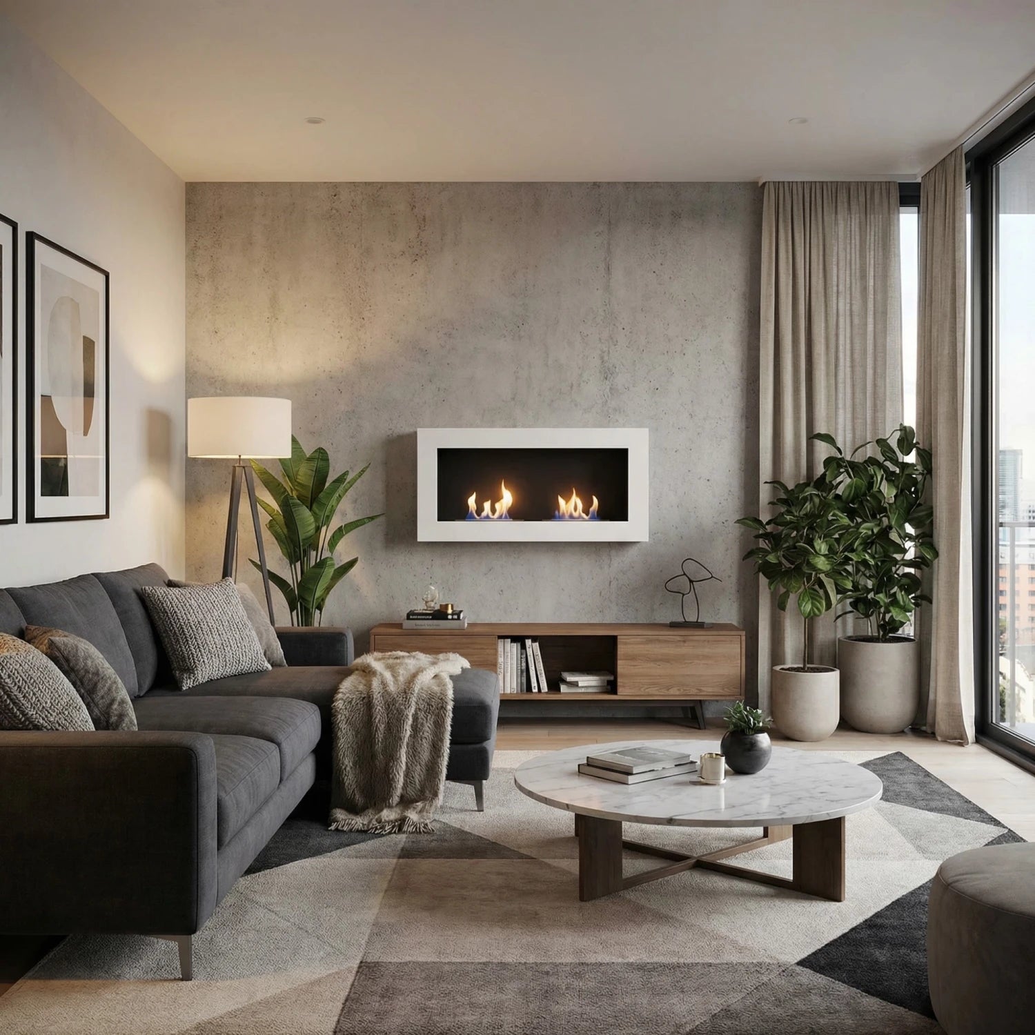 Grote bio-ethanol wandhaard - Wit