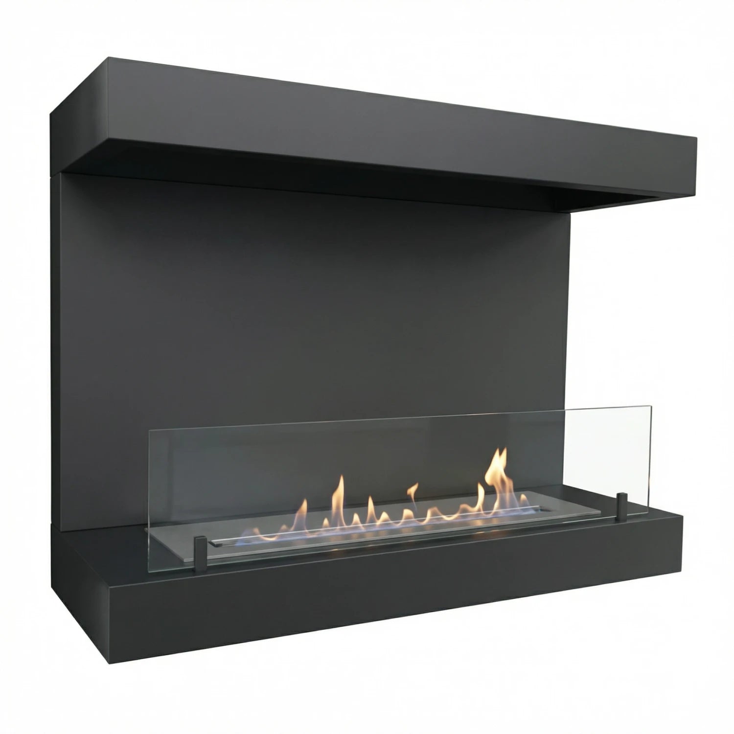 Dakota - Driezijdige bio-ethanol wandhaard 80 cm - Zwart