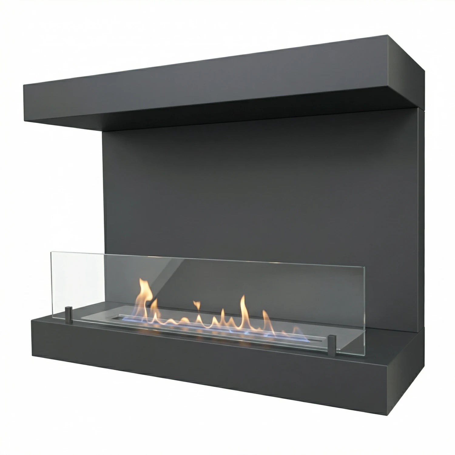 Dakota - Driezijdige bio-ethanol wandhaard 80 cm - Zwart