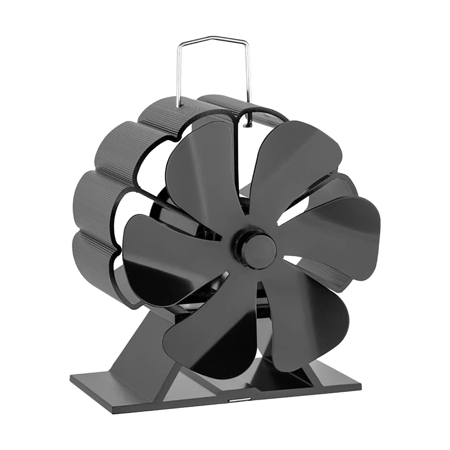 Black Heat-Powered Stove Fan – 6 Blades | Steel