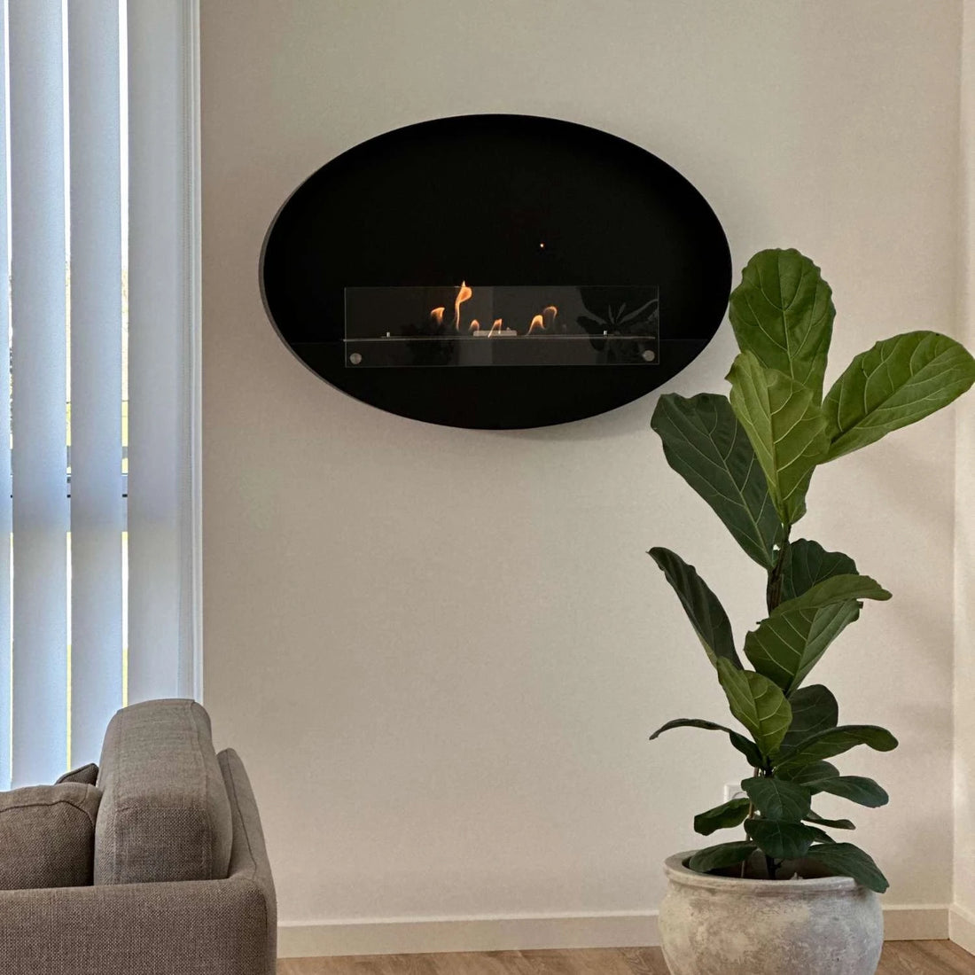 Maryland - zwarte ovale bio-ethanol wandhaard