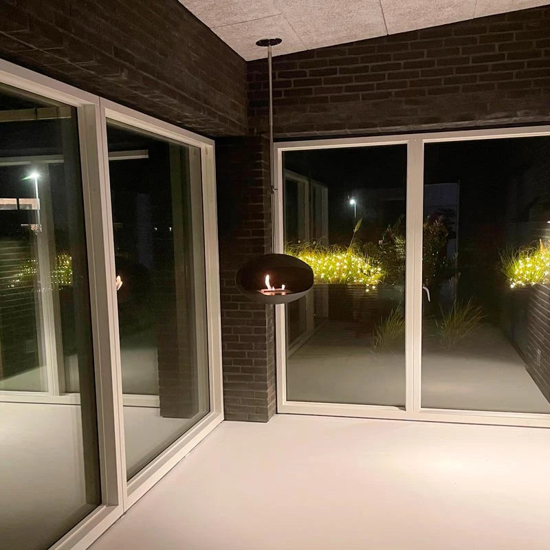 Cocoon Aeris - Zwarte haard met stalen bevestigingspaal