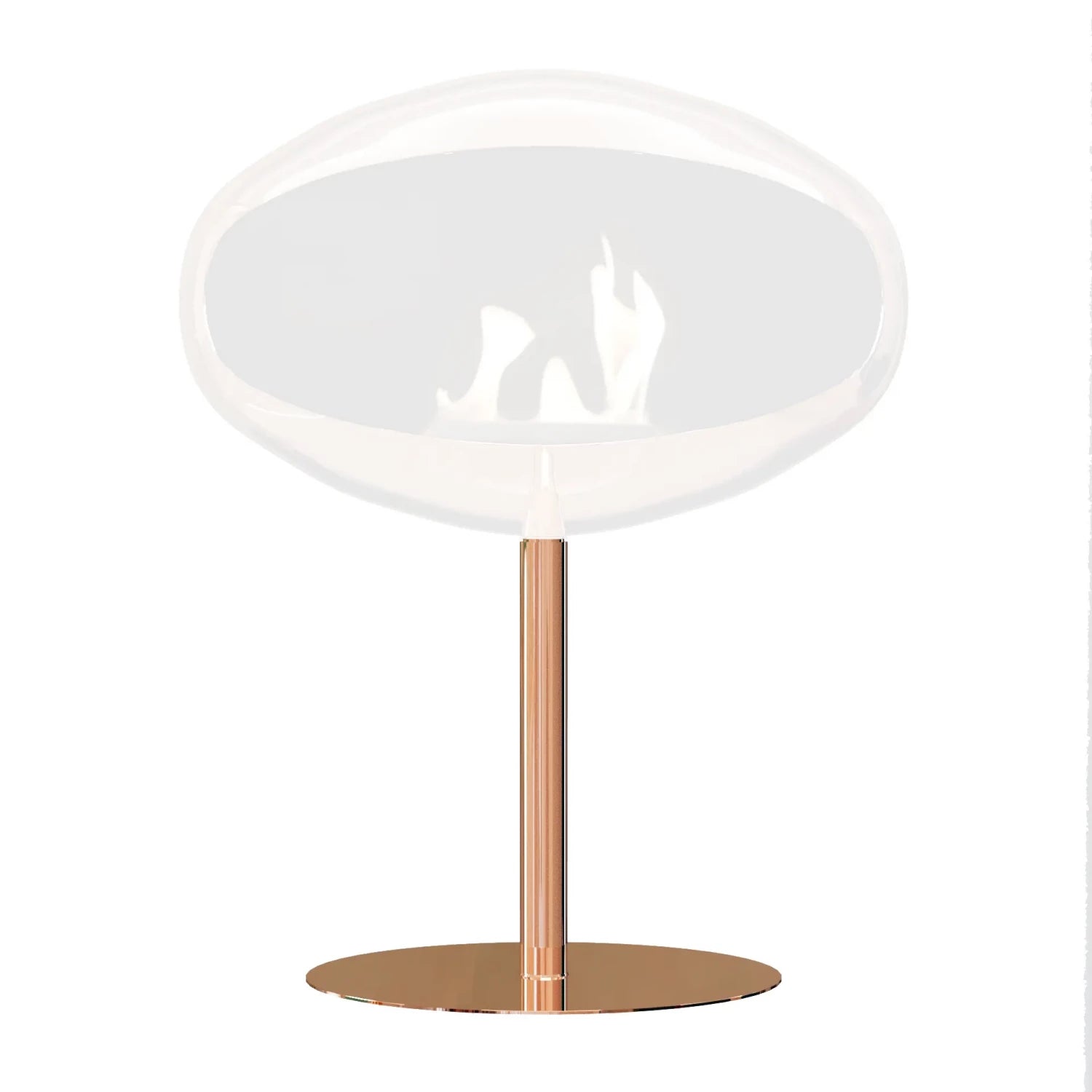 Socle piédestal Cocoon en cuivre poli : une base éclatante pour sublimer votre cheminée design et illuminer vos moments de détente.