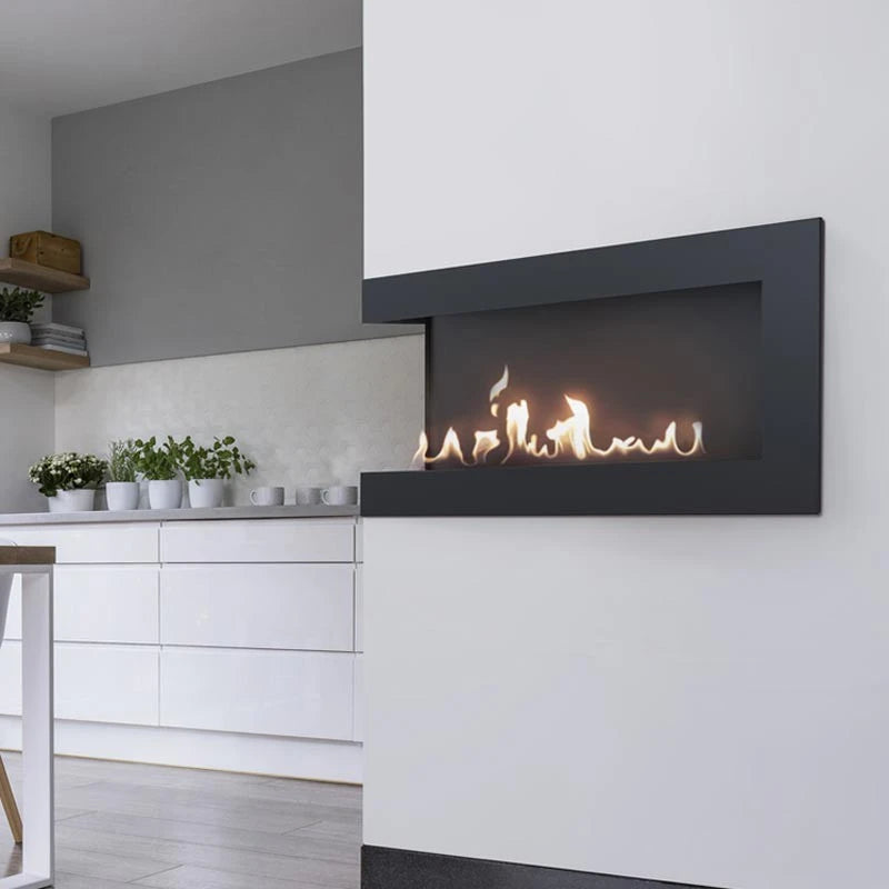 Cheminée d'Angle Bioéthanol 90 cm Côté Droit