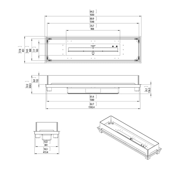Linear 65 Bio-ethanol Haard Inbouwkit