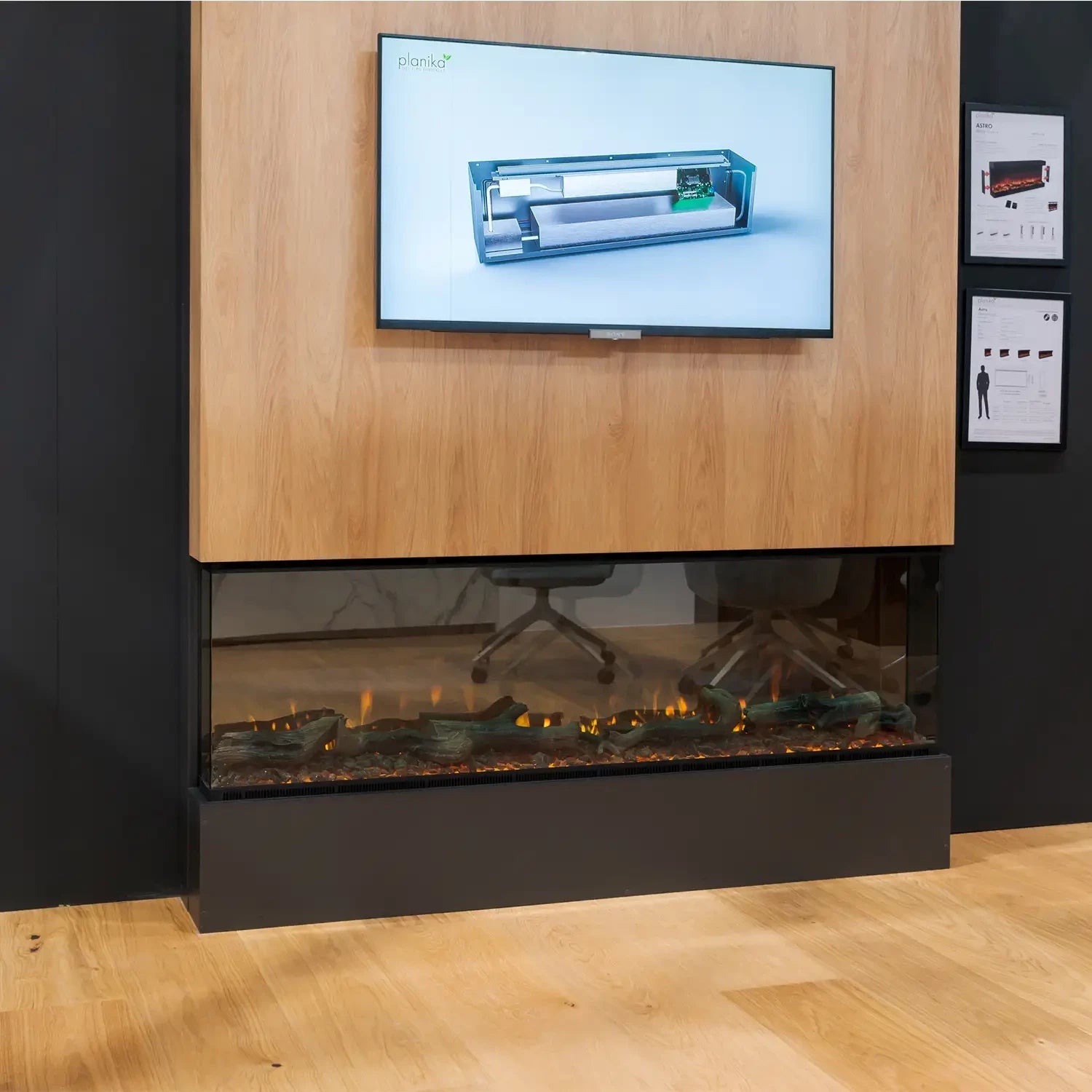 elektrische panoramahaard in de wand