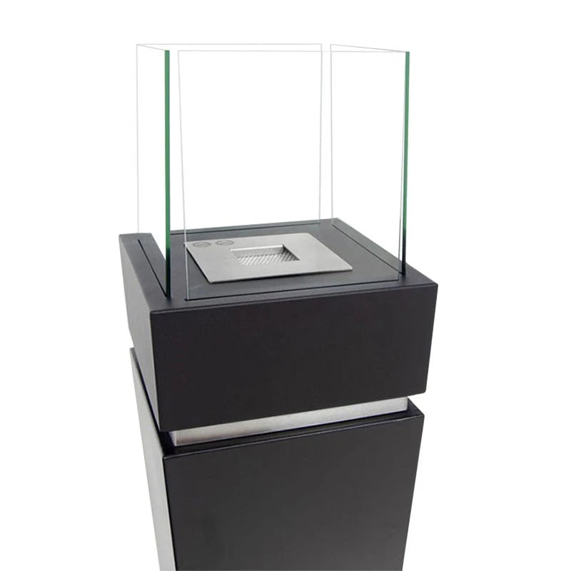 Vrijstaande bio-ethanol haard met glas - Zwart