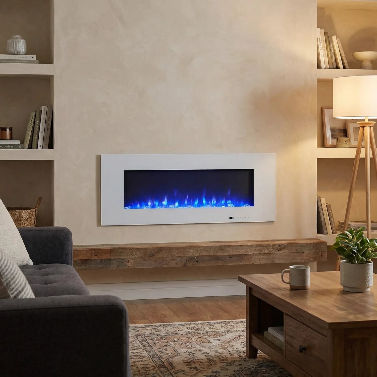 Azurite 127 cm - Witte Elektrische Wandhaard