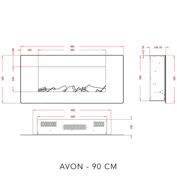 Avon Elektrische Haard - Zwart