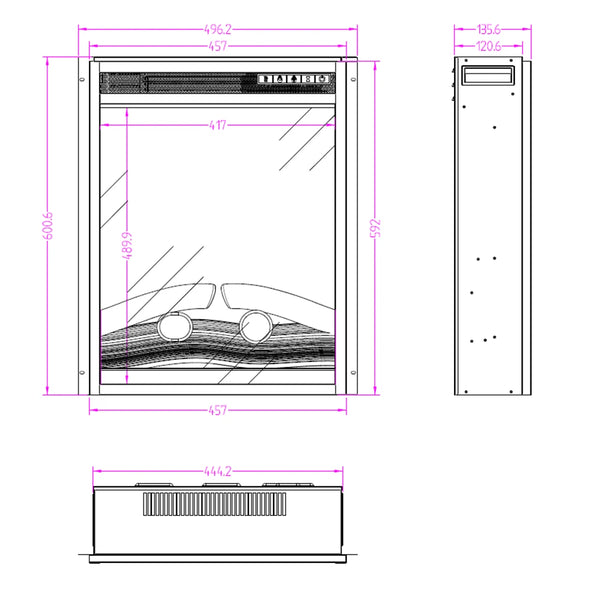 LED Classic Built-in Electric Fireplace - 45 cm