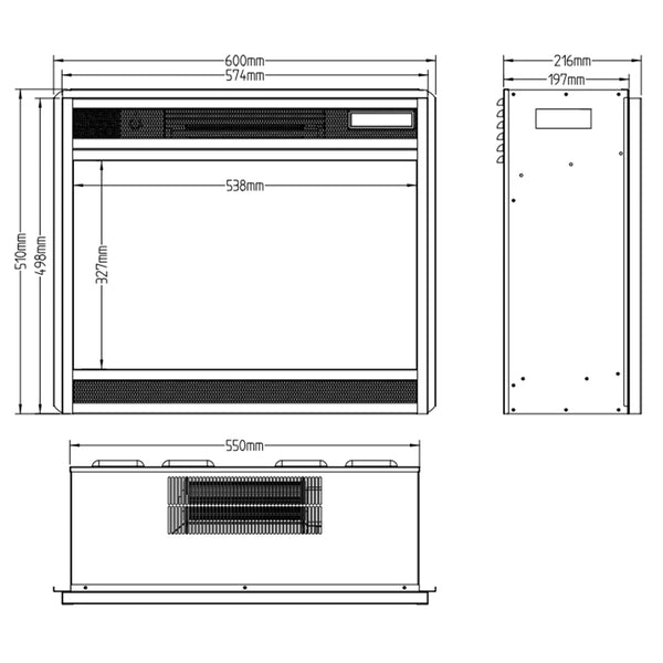 LED Classic Built-in Electric Fireplace - 60 cm