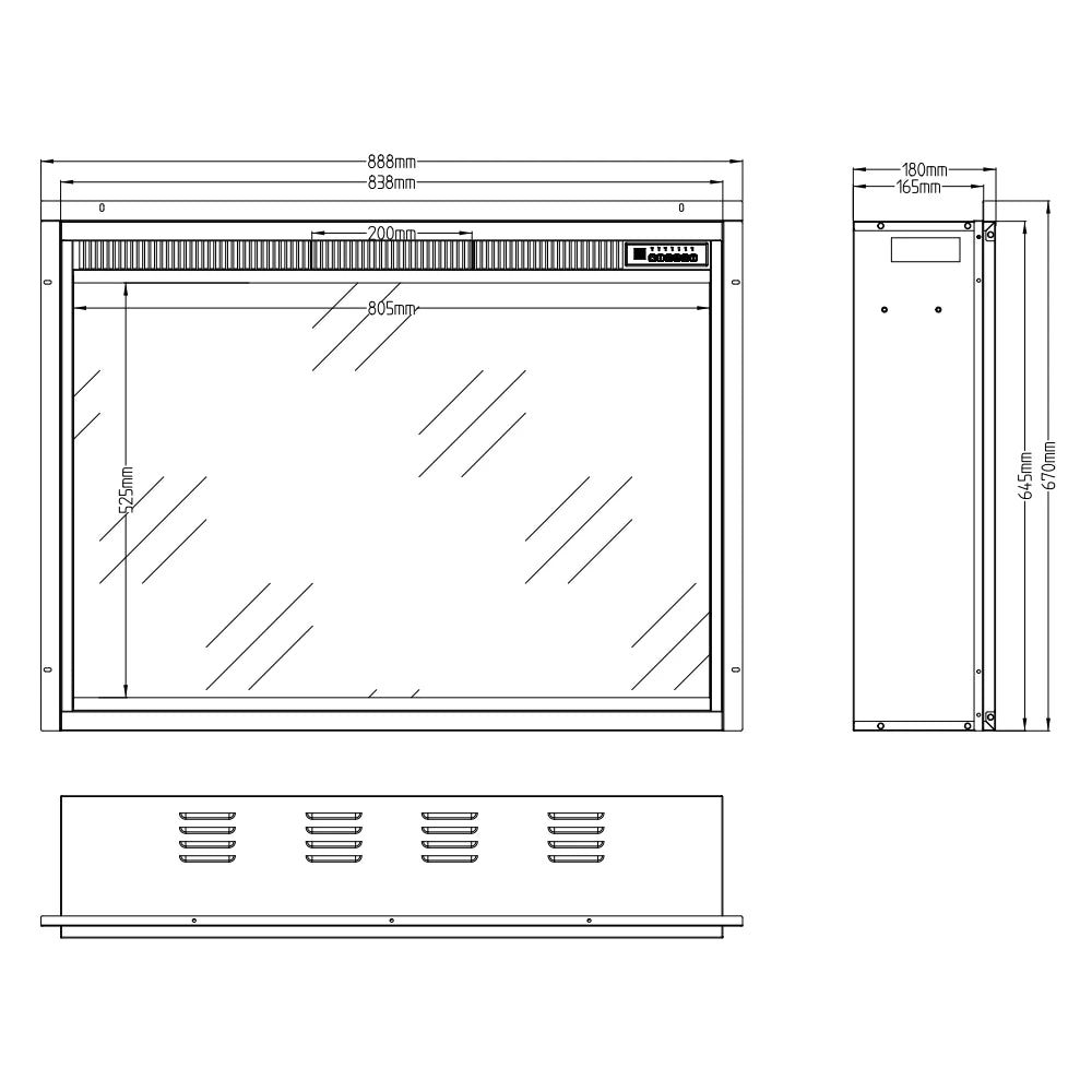 LED Built-in Classic Electric Fireplace - 89 cm