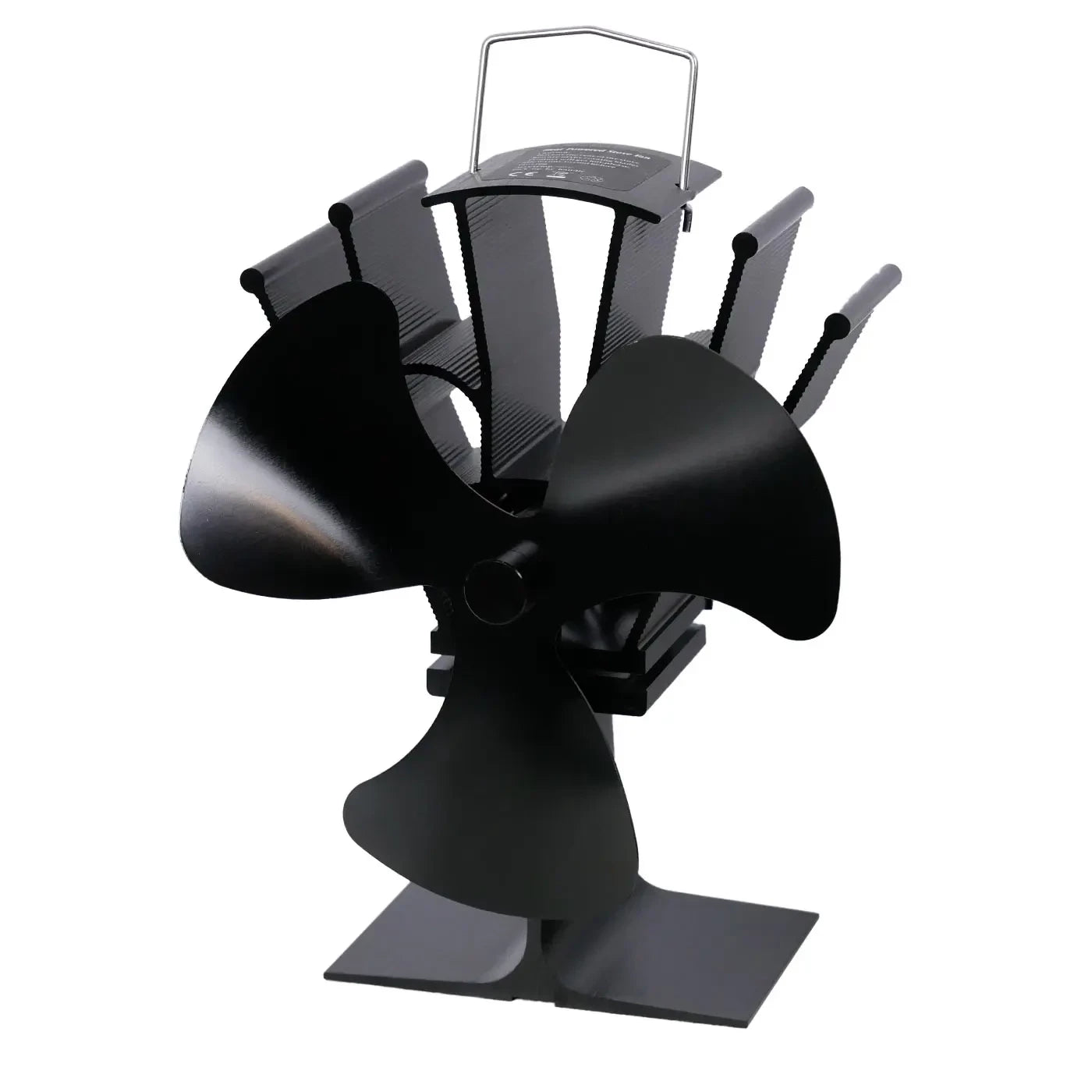 Black Heat-Powered Stove Fan – 3 Blades
