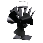 Black Heat-Powered Stove Fan – 3 Blades