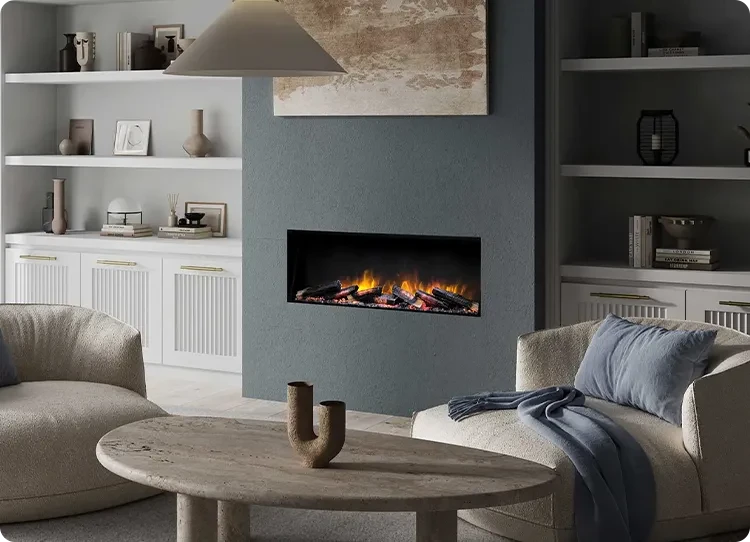 Cheminées Flamrite intégrées dans un mur multimédia