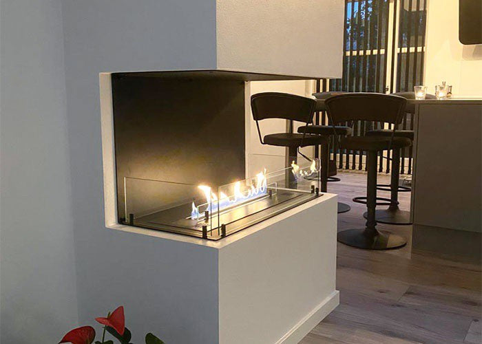 Three sided bioethanol fireplace