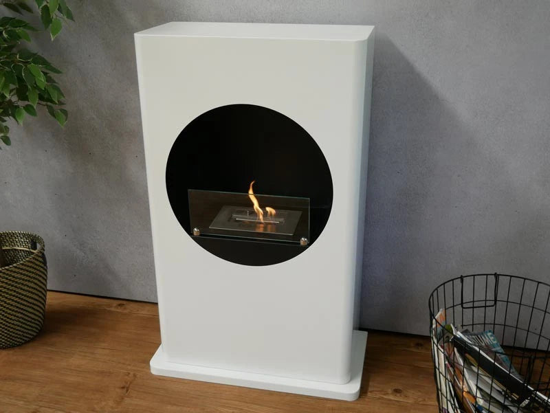 Cheminée Bioéthanol Blanche Découpe Ronde