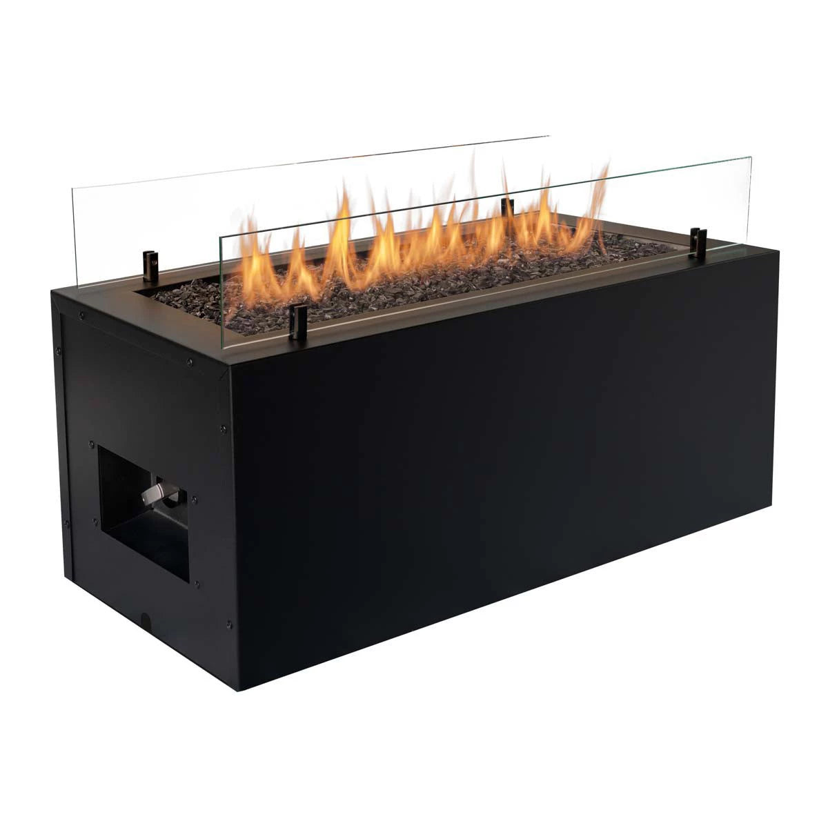 Planika Rio Black Outdoor gas fireplace with elongated flame