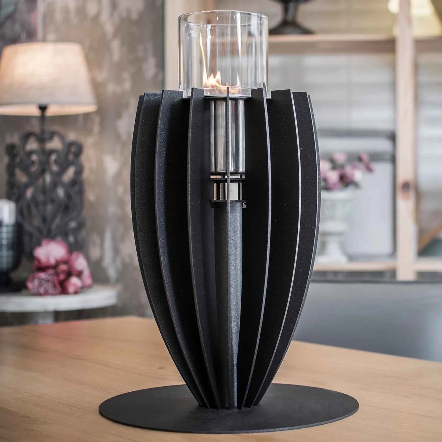 Tuli Table Fireplace - Black GlammFire