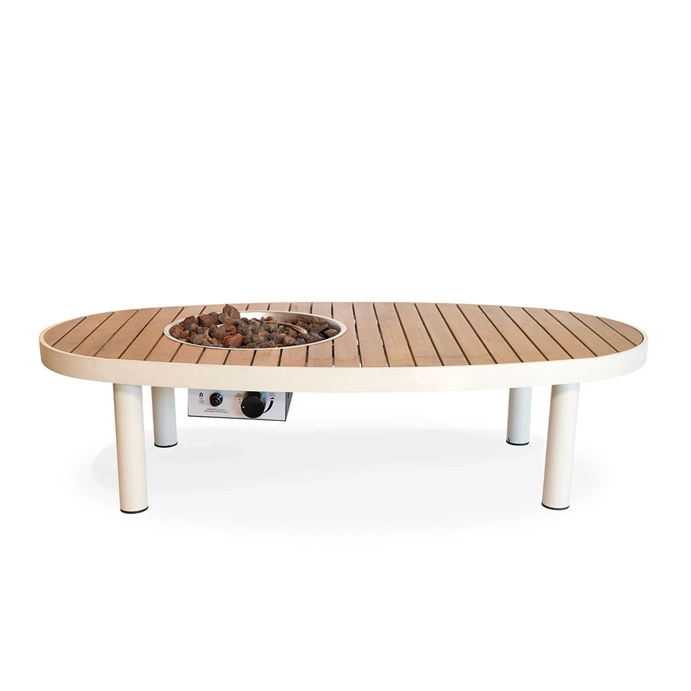 Table à feu à gaz ovale Riviera 140 Beige Nacré
